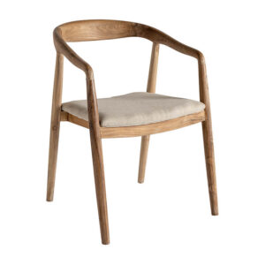 Silla malbun de estilo colonial fabricado en madera de teka en color marrón combinado con poliéster.