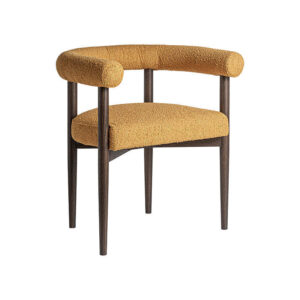 Silla neuffen de estilo art deco fabricado en poliéster en color mostaza combinado con madera de fresno.