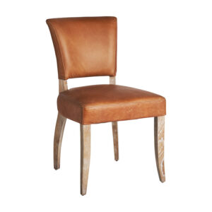 Silla Tolla de estilo vintage fabricado en piel en color marrón combinado con madera abedul.