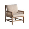 Sillón romarand de estilo clásico fabricado en madera de mango en color marrón combinado con mimbre en color beige y madera dm.