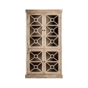 Vitrina gubin de estilo colonial fabricado en madera de olmo en color marrón.