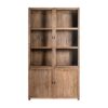 Vitrina nysted de estilo colonial fabricado en madera de teka reciclada en color marrón combinado con cristal. Producto apilable.