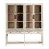 Vitrina Pivka de estilo provenzal fabricado en madera de olmo en color blanco roto. Producto apilable desmontable.