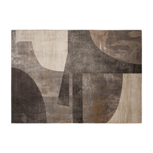 Alfombra dora de estilo clásico fabricado en poliéster en color beige en color tonos oscuros con acabado estampado.