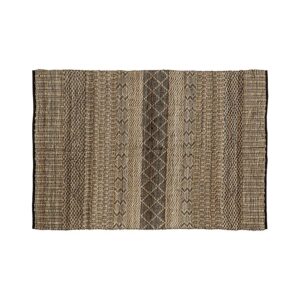 Alfombra Kelia de estilo vintage fabricado en algodón en color negro combinado con cáñamo en color natural.