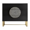 Cómoda gatsby de estilo art deco fabricado en madera dm en color negro combinado con hueso en color blanco y hierro en color oro.