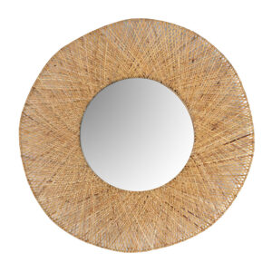 Espejo Bayle de estilo contemporáneo fabricado en ratán en color marrón combinado con espejo y espejo.