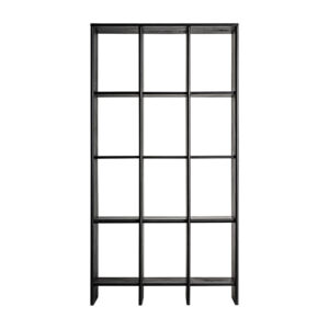 Estanteria nara de estilo contemporáneo fabricado en madera de mango en color negra combinado con mármol.