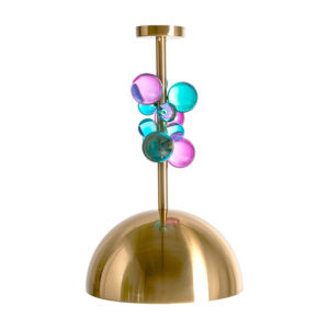 Lámpara de colgar Inch de estilo art deco fabricado en hierro en color multicolor combinado con cristal. Producto desmontable.