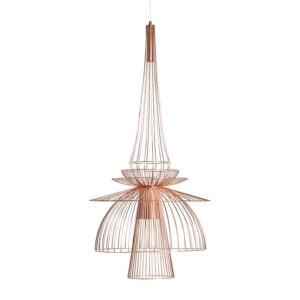 Lámpara de colgar Obel de estilo art deco fabricado en hierro en color cobre.