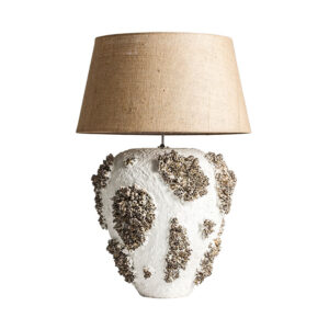 Lámpara de sobremesa thora de estilo nórdico fabricado en terracota en color blanco combinado con yute en color beige. Compatible con: 25567 34935.