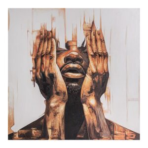 Lienzo yeray de estilo contemporáneo fabricado en lienzo en color tonos en marrón con acabado artesanal.