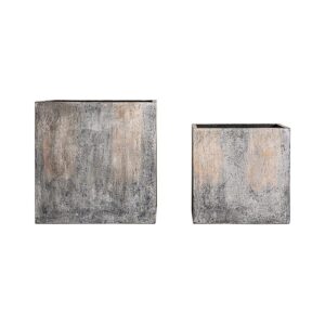 Macetero j 2 Arvit de estilo industrial fabricado en terracota en color tonos neutros con acabado patina. Producto apilable.