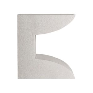 Mesa auxiliar trim de estilo art deco fabricado en cemento en color blanco roto combinado con madera dm.