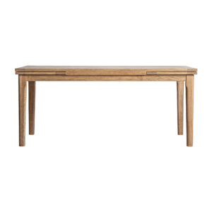 Mesa extensible heikant de estilo clásico fabricado en madera de fresno en color marrón claro combinado con chapa de madera. Producto extensible.