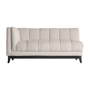 Módulo sofá esquinero Luttach de estilo art deco fabricado en madera de caucho en color negro combinado con madera de pino en color negro y poliéster en color blanco roto. Producto desmontable. Compatible con: 32447.