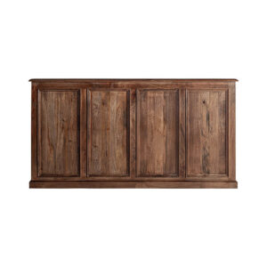 Mostrador agen de estilo colonial fabricado en madera de teka reciclada en color marrón.