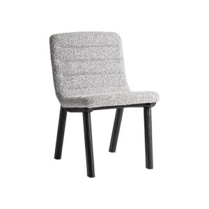 Silla Jacquard de estilo contemporáneo fabricado en madera de olmo en color negro combinado con poliéster en color gris.