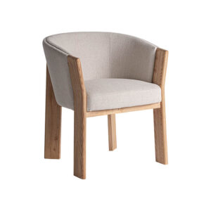 Silla nara de estilo contemporáneo fabricado en poliéster en color marrón beige combinado con madera roble en color beige.