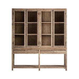 Vitrina Masein de estilo colonial fabricado en madera de olmo en color marrón claro. Producto apilable.