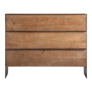 Cómoda killeany de estilo industrial fabricado en madera de mango en color marrón combinado con hierro en color negro.