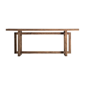 Consola Norvik de estilo contemporáneo fabricado en madera de olmo en color marrón. Producto desmontable.