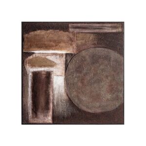 Cuadro Enzo de estilo contemporáneo fabricado en lienzo en color tonos en marrón con acabado artesanal combinado con madera de pino en color negro.