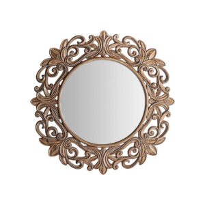 Espejo Blahe de estilo clásico fabricado en resina en color marrón combinado con espejo.
