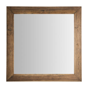 Espejo Norvik de estilo contemporáneo fabricado en madera de olmo en color marrón combinado con espejo.