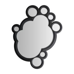 Espejo riley de estilo contemporáneo fabricado en madera abedul en color negro combinado con espejo.