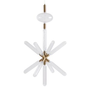 Lámpara de colgar Cataline de estilo art deco fabricado en cristal en color transparente combinado con acero en color oro. Producto desmontable.