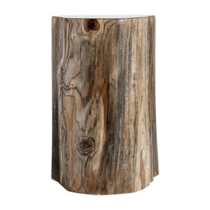 Mesa auxiliar bitche de estilo étnico fabricado en madera suar en color marrón con acabado natural.