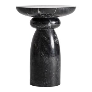 Mesa auxiliar Bleasby de estilo contemporáneo fabricado en mármol en color negro.