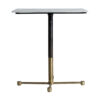 Mesa auxiliar dahn de estilo art deco fabricado en hierro en color negro combinado con mármol en color blanco en color oro. Producto desmontable.