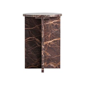 Mesa auxiliar Ruskeala de estilo contemporáneo fabricado en mármol en color tonos oscuros con acabado mate.
