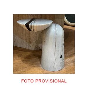 Mesa auxiliar Scothern de estilo contemporáneo fabricado en mármol en color blanco.