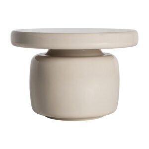 Mesa auxiliar zorbig de estilo contemporáneo fabricado en madera dm en color blanco roto combinado con fibra de vidrio en color blanco roto.