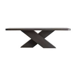 Mesa comedor Yvore de estilo contemporáneo fabricado en madera roble en color negro.