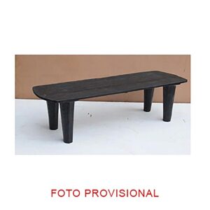 Mesa de centro Allons de estilo clásico fabricado en madera recuperada en color negro. Producto desmontable.