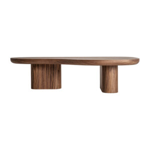 Mesa de centro dubí de estilo contemporáneo fabricado en madera dm en color marrón combinado con madera contrachapada. Producto desmontable.