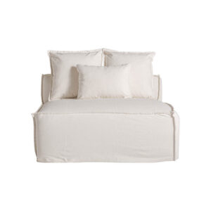 Módulo sofá central virolle de estilo art deco fabricado en lino en color blanco con acabado liso combinado con algodón y espuma. Producto desenfundable.