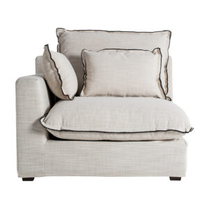 Módulo sofá esquinero Bief de estilo clásico fabricado en poliéster en color blanco roto combinado con madera de pino en color negro y espuma. Relleno: 65% espuma 20% fibra 10% pluma de pato 5% entretela. Producto desenfundable. Compatible con: 35595 35596 35597.