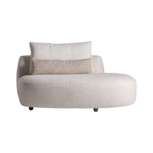 Módulo sofá esquinero Wingles de estilo contemporáneo fabricado en madera de alerce en color blanco roto combinado con poliéster en color beige y hierro en color negro. Cojines rellenos de pluma de oca mixta. . Compatible con: 36091 36092.