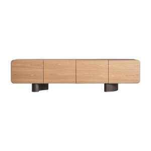 Mueble tv Laneo de estilo contemporáneo fabricado en madera dm en color marrón claro combinado con madera contrachapada en color marrón. Producto desmontable.