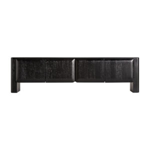 Mueble tv norfolk de estilo art deco fabricado en madera de mango en color negro.