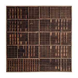 Panel decorativo Kashere de estilo étnico fabricado en madera recuperada en color marrón con acabado natural.