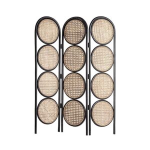 Parabán darois de estilo contemporáneo fabricado en ratán en color negro en color natural. Producto plegable.