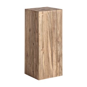 Peana Lux de estilo colonial fabricado en madera de teka reciclada en color marrón.