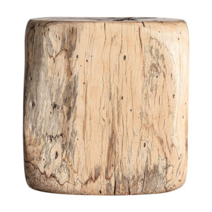 Reposapiés Dharm de estilo étnico fabricado en madera de tamarindo en color marrón.