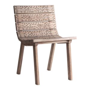 Silla Jacquard de estilo contemporáneo fabricado en madera de olmo en color marrón.